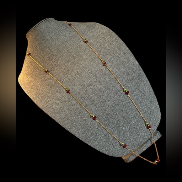 Joan River Custom Enamel Cherry Necklace and Earrings set - Picture 9 of 16